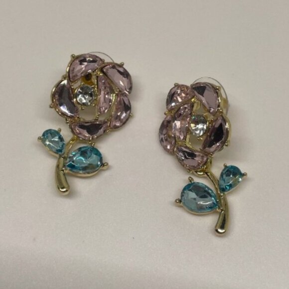 ⭐💍 FREE Baguette Flower Floral Hipster Plant Chic Glam Stud Artsy Hip Earrings - Picture 2 of 9